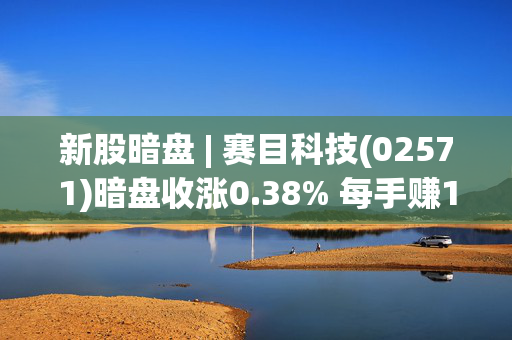 新股暗盘 | 赛目科技(02571)暗盘收涨0.38% 每手赚10港元