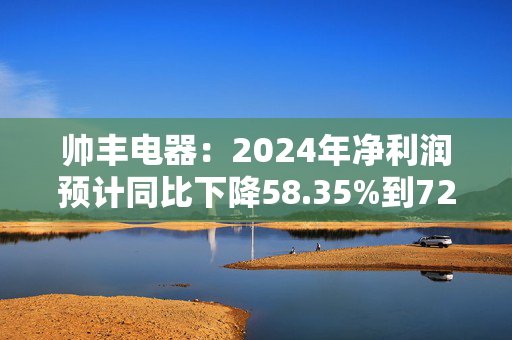 帅丰电器：2024年净利润预计同比下降58.35%到72.06%