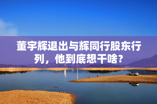 董宇辉退出与辉同行股东行列，他到底想干啥？