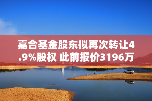 嘉合基金股东拟再次转让4.9%股权 此前报价3196万元未果